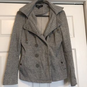 Gray Peacoat with a hood